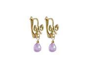 Dlux Jewels Lavender 5 x 5 mm Cubic Zirconia Teardrop Dangling on Gold Filled Lever Back Earrings