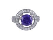 Dlux Jewels Amethyst Amethyst Round Cubic Zirconia Surrounded White Sterling Silver Ring 5 in.