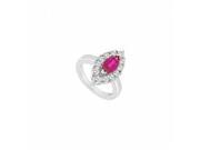 Fine Jewelry Vault UBUK755AGCZR Created Ruby CZ Ring 925 Sterling Silver 1.75 CT 12 Stones