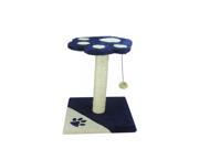 NorthLight 17.5 in. Navy Blue Ivory Faux Synthetic Fur Paw Print Platform Perch Sisal Scratching Post for Cats