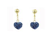 Dlux Jewels blue large Sterling Silver Gold Blue Shamballa Heart Earrings