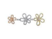 Dlux Jewels Sterling Silver Tri Color Flower Cubic Zirconia Pin