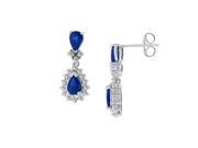 Fine Jewelry Vault UBUAB136W14CZS Blue Created Sapphire CZ Earrings in 14K White Gold 2.50 CT TGW 34 Stones