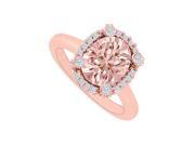 Fine Jewelry Vault UBNR83597P149X7DMG Oval Morganite With Diamonds Halo Engagement Ring 4 Stones