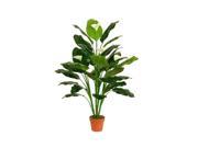 NorthLight 47.5 in. Decorative Potted Artificial Green White Tropical Spathe Peace Lily Plant