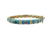 Dlux Jewels 42 mm Turquoise Enamel Flower Gold Plated Brass Bangle Multi Color