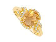 Fine Jewelry Vault UBNR83926Y149X7CZCT Oval Citrine CZ Engagement Ring in 14K Yellow Gold 36 Stones