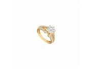 Fine Jewelry Vault UBJ8365Y14CZ CZ Engagement Ring 14K Yellow Gold 1.25 CT CZ 86 Stones