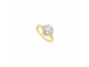 Fine Jewelry Vault UBJ7431Y14CZ CZ Engagement Ring 14K Yellow Gold 0.75 CT CZ 14 Stones