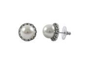 Dlux Jewels Silver Pearl Crystal Earrings