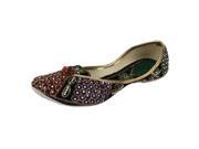 Saashiwear Ladies Indian Ethnic Leather Footwear Punjabi Jutti Black Size 5