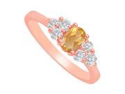 Fine Jewelry Vault UBNR82609P148X6CZCT Oval Citrine CZ Trios Engagement Ring 2 CT TGW 6 Stones