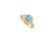 Fine Jewelry Vault UBUNR83435AGVYCZBT 18K Yellow Gold Vermeil December Birthstone Blue Topaz CZ Halo Engagement Ring 8 Stones