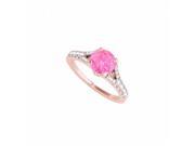 Fine Jewelry Vault UBUNR50668EAGVRCZPS Split Shank Design Ring With Pink Sapphire CZ 10 Stones