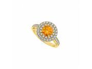 Fine Jewelry Vault UBNR84598AGVYCZCT November Birthstone Citrine Double Circle of CZ Halo Engagement Ring 18K Yellow Gold Vermeil 20 Stones