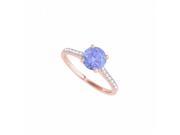 Fine Jewelry Vault UBUNR50804EAGVRCZTZ Rose Gold Vermeil Ring With Round Tanzanite CZ 14 Stones