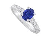 Fine Jewelry Vault UBUNR82901W148X6CZS Sapphire CZ Engagement Ring in 14K White Gold 10 Stones