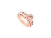 Fine Jewelry Vault UBJ2226P14DMG Morganite Princess Cut Diamonds on 14K Rose Gold Broad Shank Engagement Ring 10 Stones