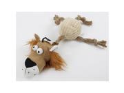 NorthLight Plush Lion with Knotted Ropes Durable Puppy Dog Chew Toy with Squeaker Brown