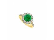 Fine Jewelry Vault UBUNR50578AGVYCZE 18K Yellow Gold Vermeil May Birthstone Emerald CZ Halo Engagement Ring 10 Stones