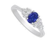 Fine Jewelry Vault UBUNR82609AG8X6CZS Sapphire CZ Seven Stones Ring in 925 Sterling Silver 6 Stones