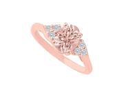 Fine Jewelry Vault UBNR83932P148X6CZMG Oval Morganite CZ Rose Gold Engagement Ring 6 Stones