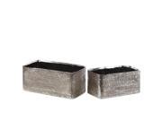 Urban Trends Collection 27514 Ceramic Rectangular Planter Antique Silver Set of Two