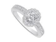 Fine Jewelry Vault UBNR82906AG8X6CZ Oval CZ Halo Ring in 925 Sterling Silver