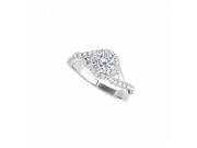 Fine Jewelry Vault UBNR50886EW14CZ Beautiful CZ Criss Cross Halo Ring in 14K White Gold
