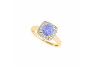 Fine Jewelry Vault UBUNR84658AGVYCZTZ Tanzanite CZ Halo Ring in 18K Yellow Gold Vermeil 16 Stones