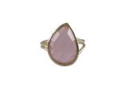 Dlux Jewels 5 x 9 Rose Quartz Semi Precious Stone Set with Gold Plated Sterling Silver Adjustable Ring