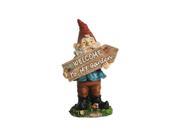 NorthLight 15 in. Bobble Gnome Holding Welcome to My Garden Sign Outdoor Patio Garden Statue