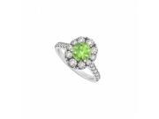 Fine Jewelry Vault UBNR50582AGCZPR 2 CT Round Peridot CZ 925 Sterling Silver Engagement Ring 6 Stones