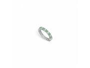 Fine Jewelry Vault UBU14WSQ300CZE230 CZ Created Emerald Eternity Band 14K White Gold 3 CT TGW 12 Stones