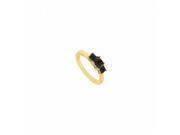 Fine Jewelry Vault UBJ921Y14200BD 14K Yellow Gold Princess Prong Set Black Diamond Three Stone Ring 2 CT