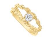 Fine Jewelry Vault UBNR81381AGVYCZ Shimmering CZ Wide Split Shank Mother Ring in Yellow Gold Vermeil