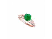 Fine Jewelry Vault UBUNR50644EAGVRCZE Emerald CZ Engagement Ring in 14K Rose Gold Vermeil 28 Stones