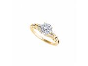 Fine Jewelry Vault UBNR50938EAGVYCZ Round CZ Engagement Ring in 18K Yellow Gold Vermeil