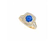 Fine Jewelry Vault UBUNR50871EAGVYCZS Sapphire CZ Engagement Ring in 18K Yellow Gold Vermeil 2 Stones