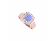 Fine Jewelry Vault UBUNR50823EAGVRCZTZ CZ Tanzanite Halo Ring in 14K Rose Gold Vermeil