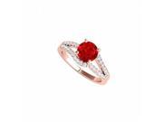 Fine Jewelry Vault UBUNR50851EAGVRCZR Brilliant Cut Ruby CZ Split Shank Engagement Ring 28 Stones