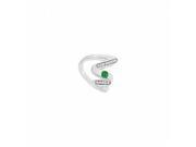 Fine Jewelry Vault UBUJ1087W14CZE Created Emerald Zig Zag Ring in 14K White Gold 0.50 CT TGW 13 Stones