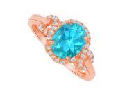 Fine Jewelry Vault UBUNR83926P149X7CZBT Blue Topaz CZ Criss Cross Shank in 14K Rose Gold Ring 36 Stones