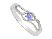 Fine Jewelry Vault UBNR81498W14TZ Natural Tanzanite Prong Set Swift Twist Birthstone Mother Ring in 14K White Gold