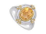 Fine Jewelry Vault UBNR84225TT149X7CZCT Citrine CZ Split Shank Ring in Two Tone Gold 12 Stones