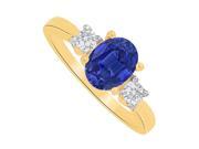 Fine Jewelry Vault UBUNR83133AGVY8X6CZS Sapphire CZ Three Stones Ring in Yellow Gold Vermeil 2 Stones
