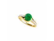 Fine Jewelry Vault UBUNR84669AGVYCZE Emerald CZ Semi Swirl Ring in 18K Yellow Gold Vermeil 14 Stones