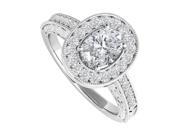 Fine Jewelry Vault UBNR84512AG9X7CZ Oval CZ Engagement Ring Sterling Silver 2 CT TGW