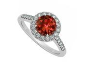 Fine Jewelry Vault UBNR50345AGCZGR June Birthstone Garnet CZ April Birthstone Halo Engagement Ring 24 Stones