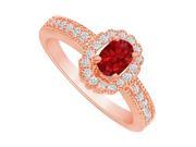 Fine Jewelry Vault UBUNR82906P148X6CZR Ruby CZ Halo Engagement Ring in 14K Rose Gold 10 Stones